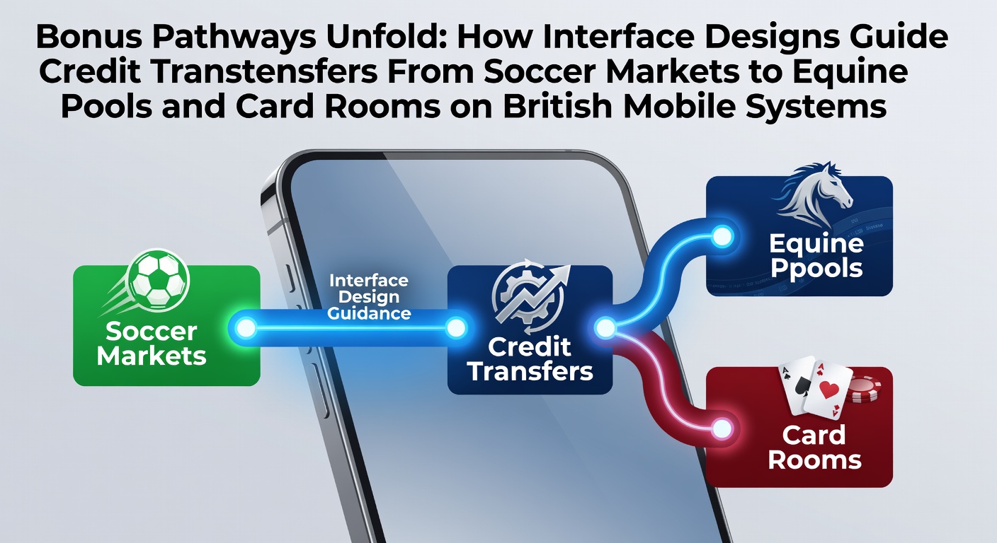 Mobile app interface showing seamless credit transfer from soccer betting markets to other sections on a British platform