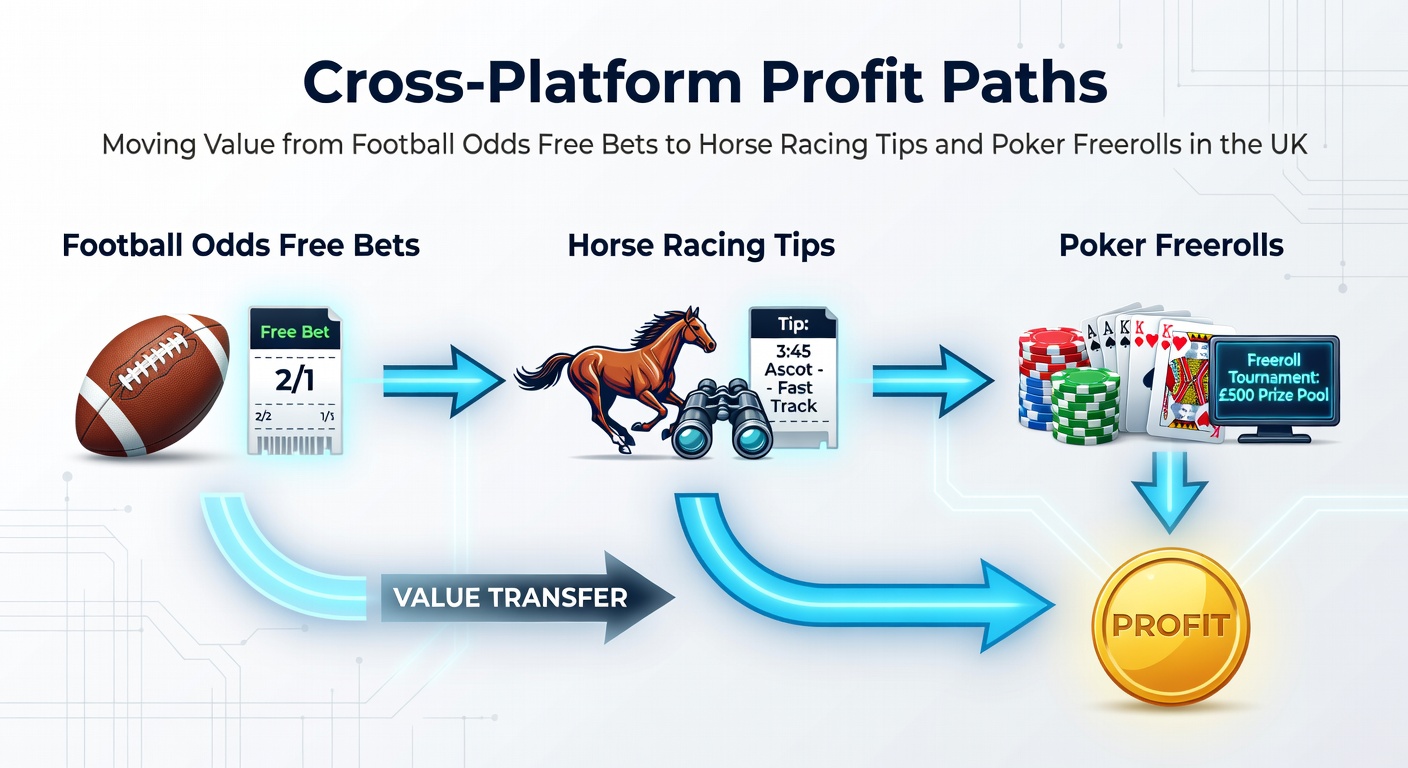 UK bettors analyzing football odds on a multi-platform app, transitioning to horse racing tips and poker freerolls