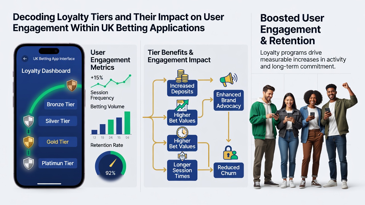 Mobile screen showing tier benefits comparison and engagement statistics in a UK betting application
