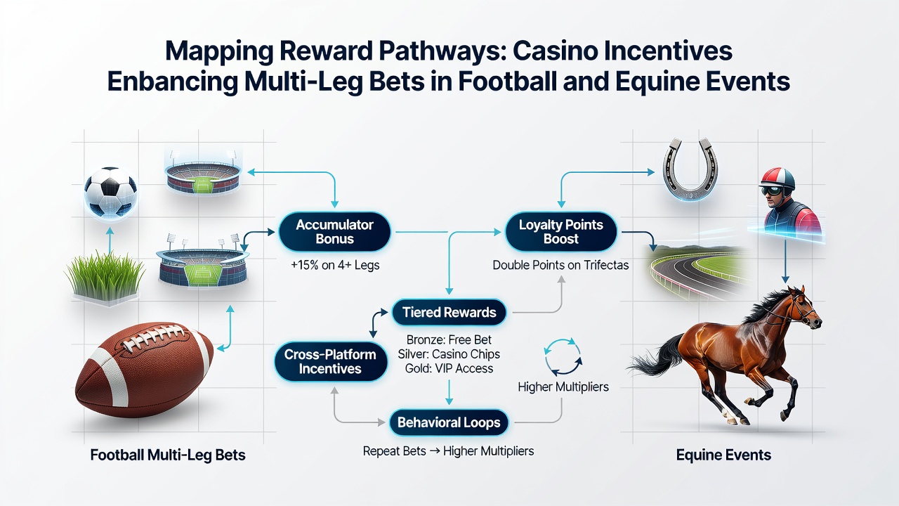 Mobile screen displaying equine multi-leg bets linked to casino bonus rewards