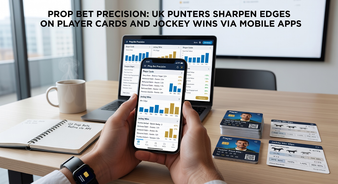Close-up of jockey celebrating a win at a UK racecourse, with overlaid mobile app interface showing prop bet odds
