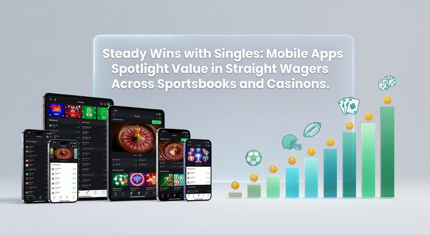 Mobile betting app displaying single wager options on a smartphone screen, highlighting odds for a football match and casino table game