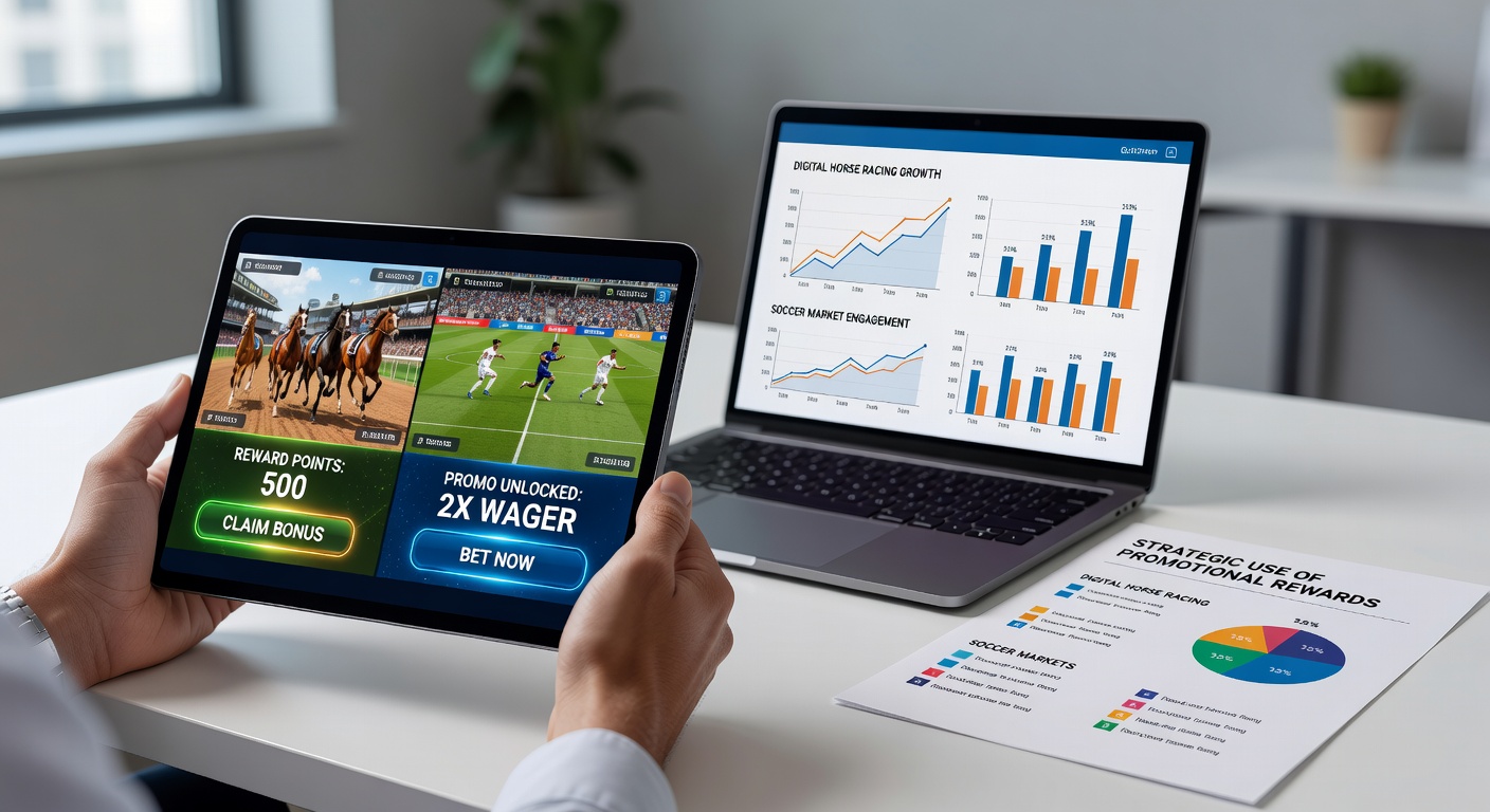 Tablet screen showing cross-market bonus application between horse racing and soccer betting sections