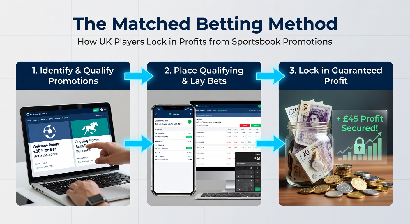 Screenshot of a matched betting calculator displaying qualifying bet stakes and liability for a football match, highlighting profit potential from a free bet offer