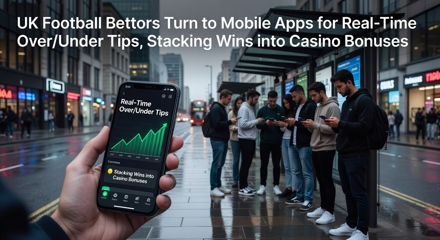 UK football bettors checking mobile apps during a Premier League match for real-time over/under goal line updates