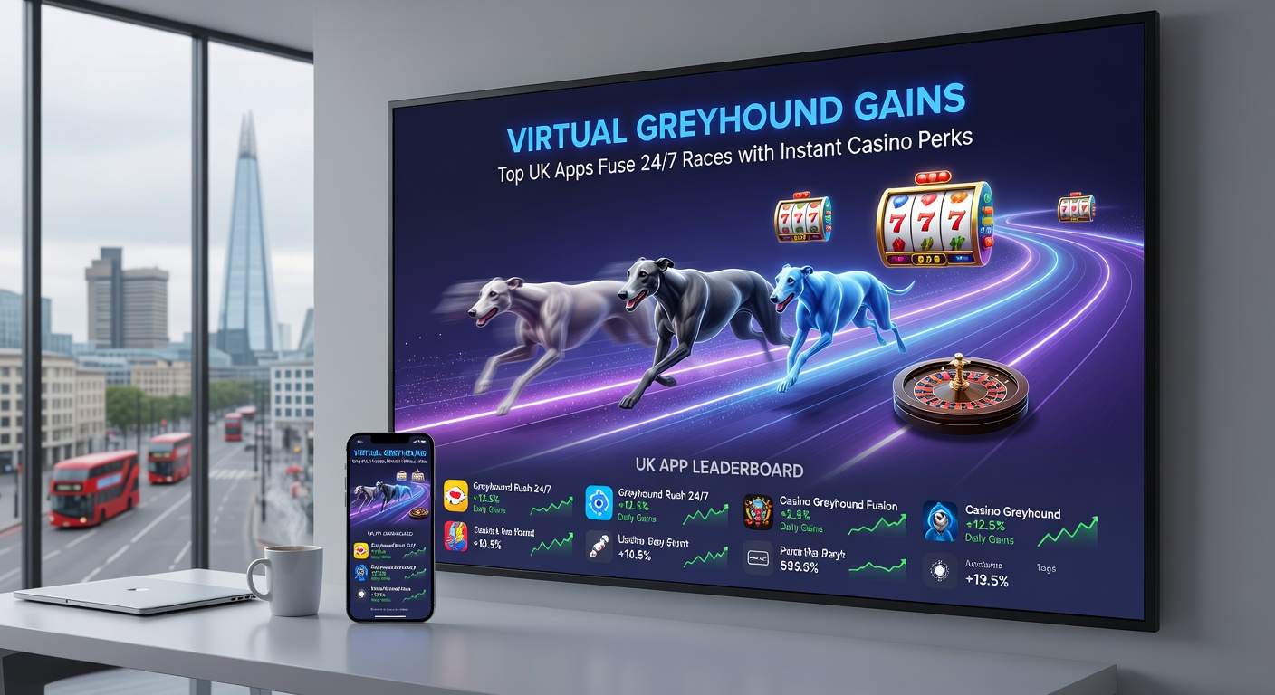 Collage of UK betting app screens displaying virtual greyhound results alongside casino slot wins and bonus notifications