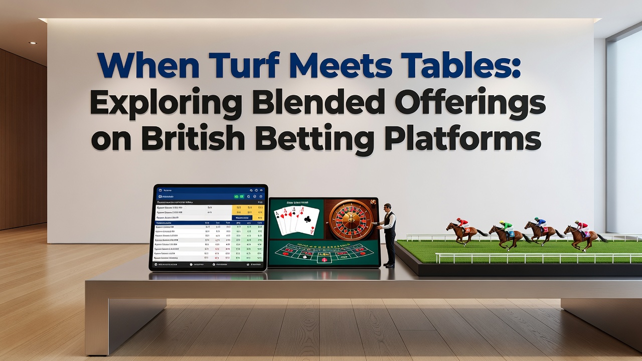 British betting platform interface showing integrated horse racing odds and casino table game promotions